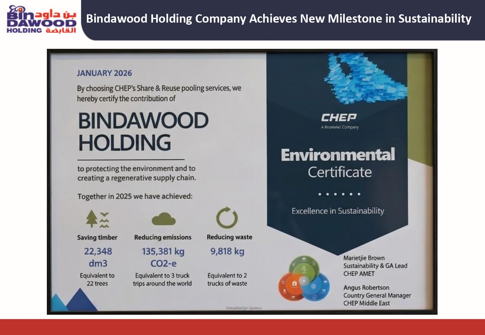 إنجاز جديد لشركة بن داود القابضة في مجال الاستدامة